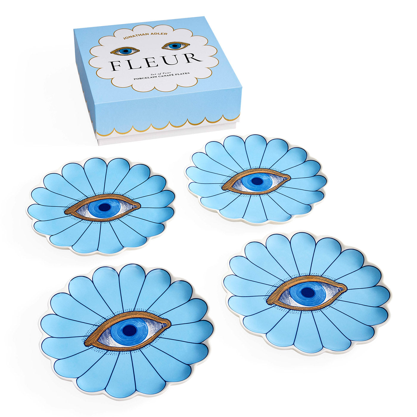 Elegant Fleur Canapé Plate Set - 12-Piece Porcelain Appetizer Plates for Parties, Weddings & Entertaining - Perfect for Hors d'Oeuvres, Finger Foods & Desserts