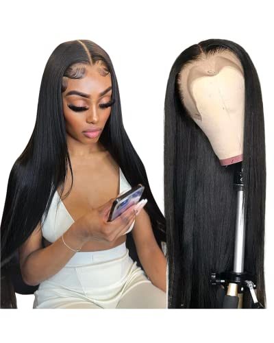 13×4 Brazilian HD Lace Front Wigs Human Hair - 180% Density Straight Lace Front Wigs for Black Women | Pre Plucked with Baby Hair & Natural Hairline | 28 Inch Natural Color | Perfect for Daily Wear, Special Occasions & Protective Hairstyles