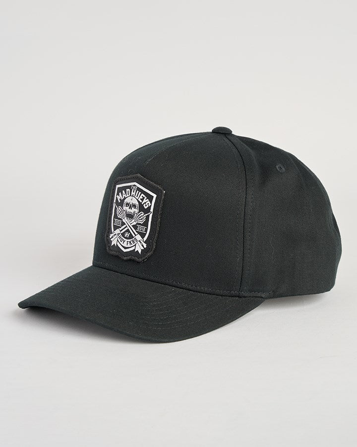 The Mad Hueys AHOY FKRS SHIELD Twill Snapback Hat - Adjustable Dad Cap for Men & Women - Perfect for Fishing, Boating, and Outdoor Adventures