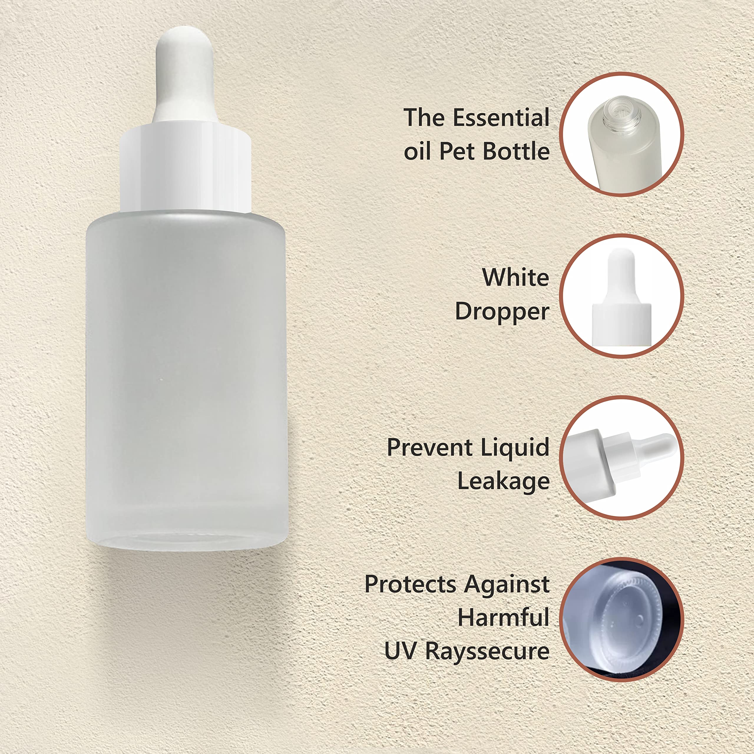 Premium Frosted Glass Bottle with White Dropper - 2 Pack Essential Oil Dropper Bottles for DIY, Aromatherapy & Travel | Leakproof & Durable