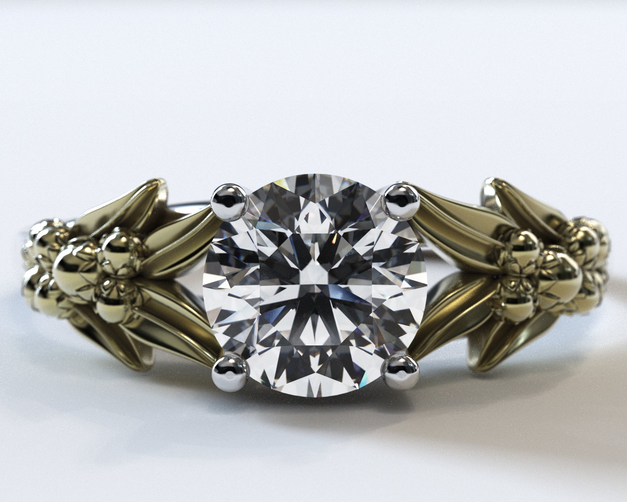 Unique Lotus Flower Two Tone Gold Solitaire Engagement Ring - Elegant Wedding Jewelry for Brides, Anniversary Gifts & Romantic Proposals