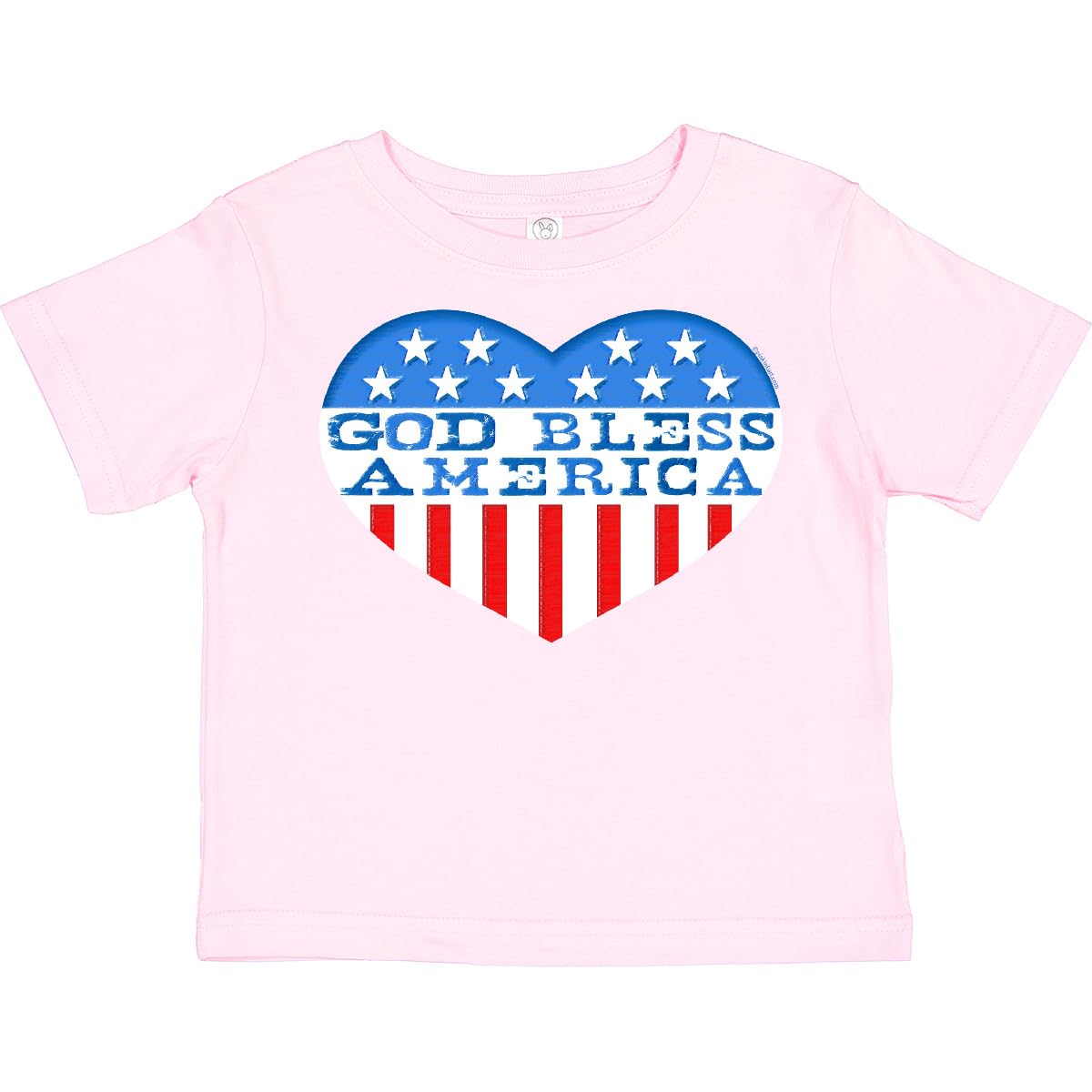 Inktastic God Bless America Heart Toddler T-Shirt - Patriotic Baby Clothes for Boys & Girls - Perfect for 4th of July, Memorial Day & Independence Day Celebrations