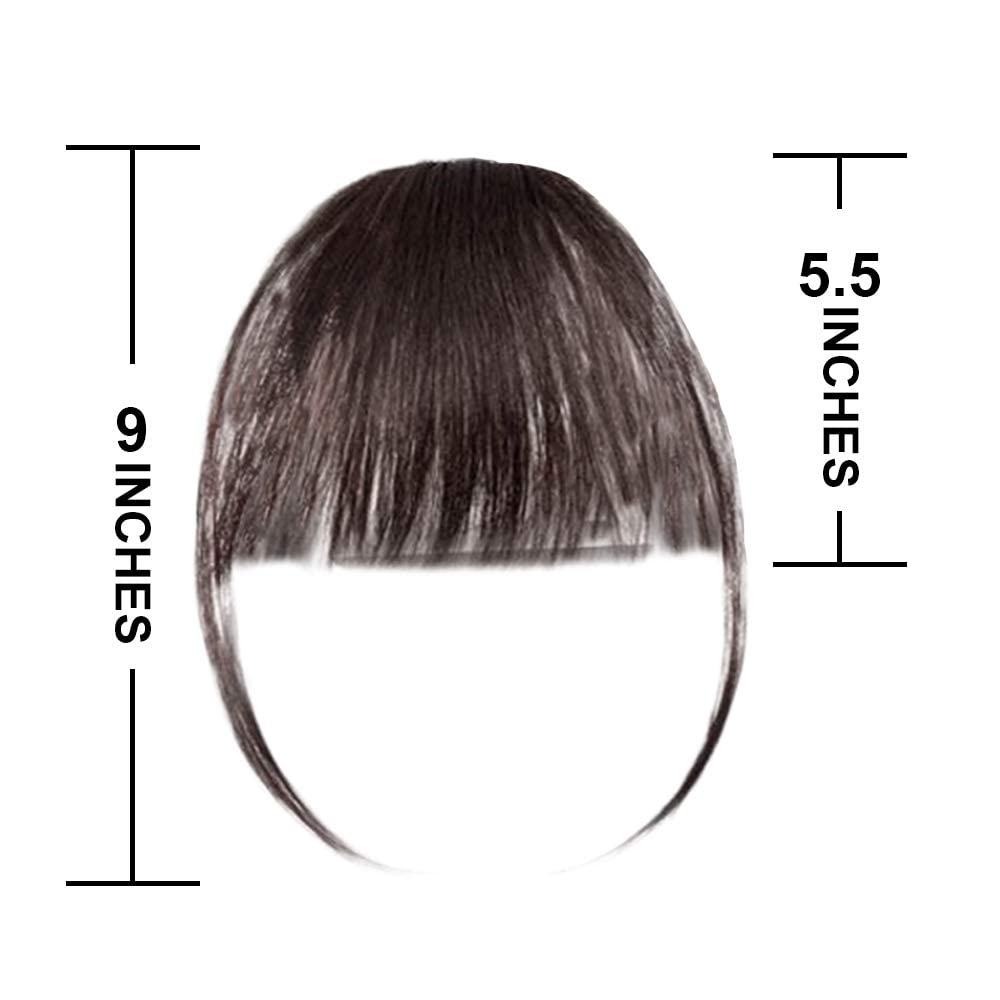 Seedware Clip-In Bangs - Real Human Hair Wispy Fringe with Temples | Natural Looking Hairpiece for Women | Perfect for Daily Wear, Cosplay & Instant Hairstyle Transformation