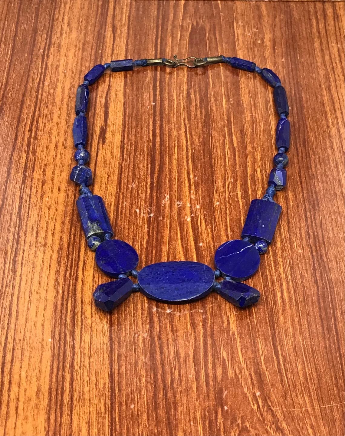 Lapis Lazuli Stone Beaded Necklace - Vintage Antique Jewelry for Women - Perfect for Boho, Spiritual Healing & Elegant Occasions