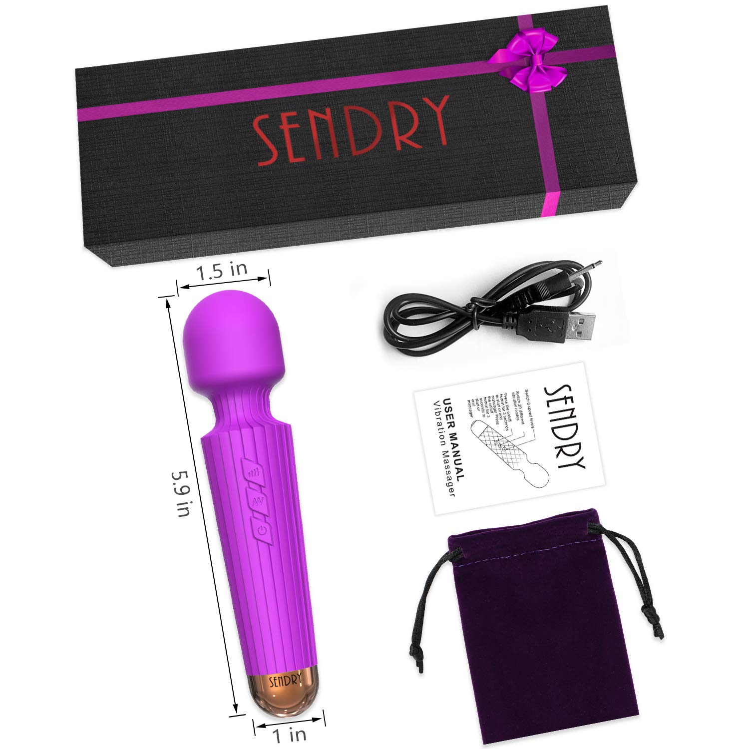 Premium G-Spot Vibrator for Women - 20 Vibration Modes & 8 Speed Settings, USB Rechargeable Waterproof Wand Massager - Quiet Cordless Sex Toy for Her Pleasure (Stripe Purple) - Perfect for Solo Play, Couples Intimacy & Relaxation