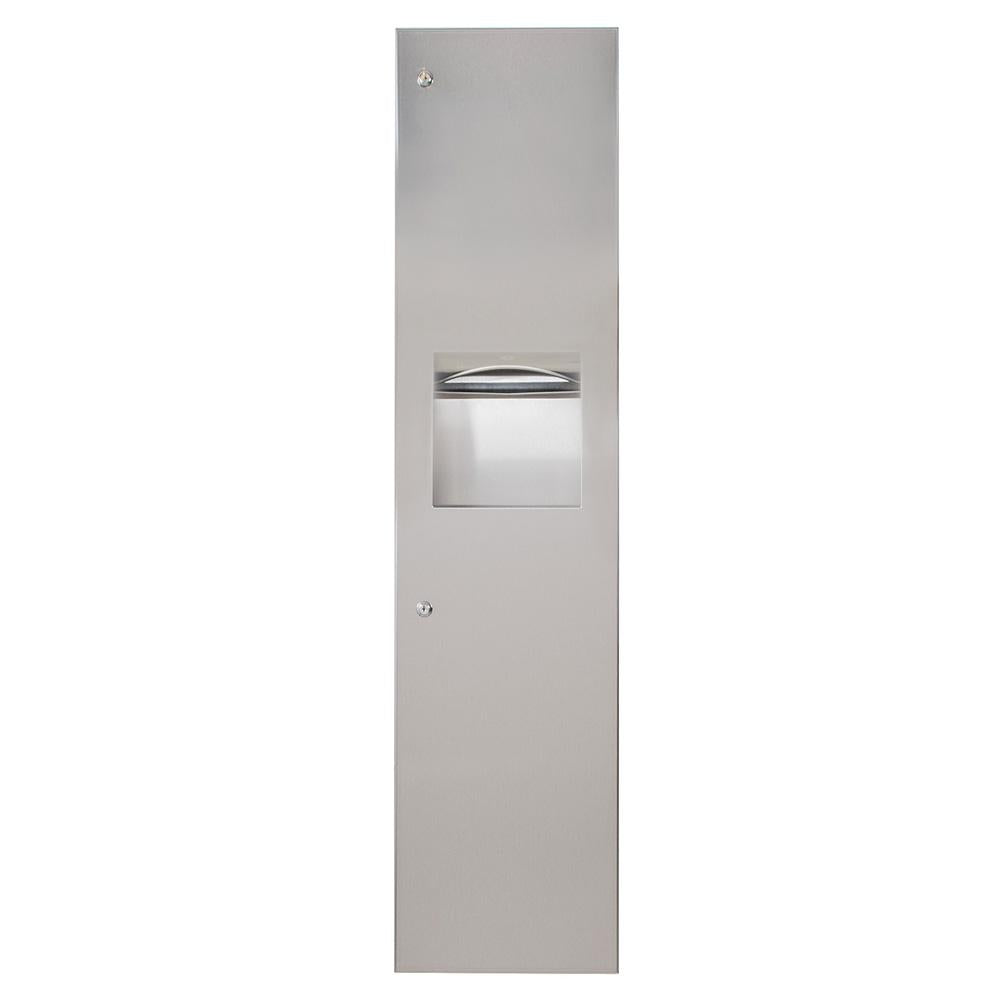 Bobrick B38034 TrimLine Series Recessed Paper Towel Dispenser & Waste Receptacle Combo - Satin Stainless Steel - Ideal for Restrooms, Offices & Commercial Spaces