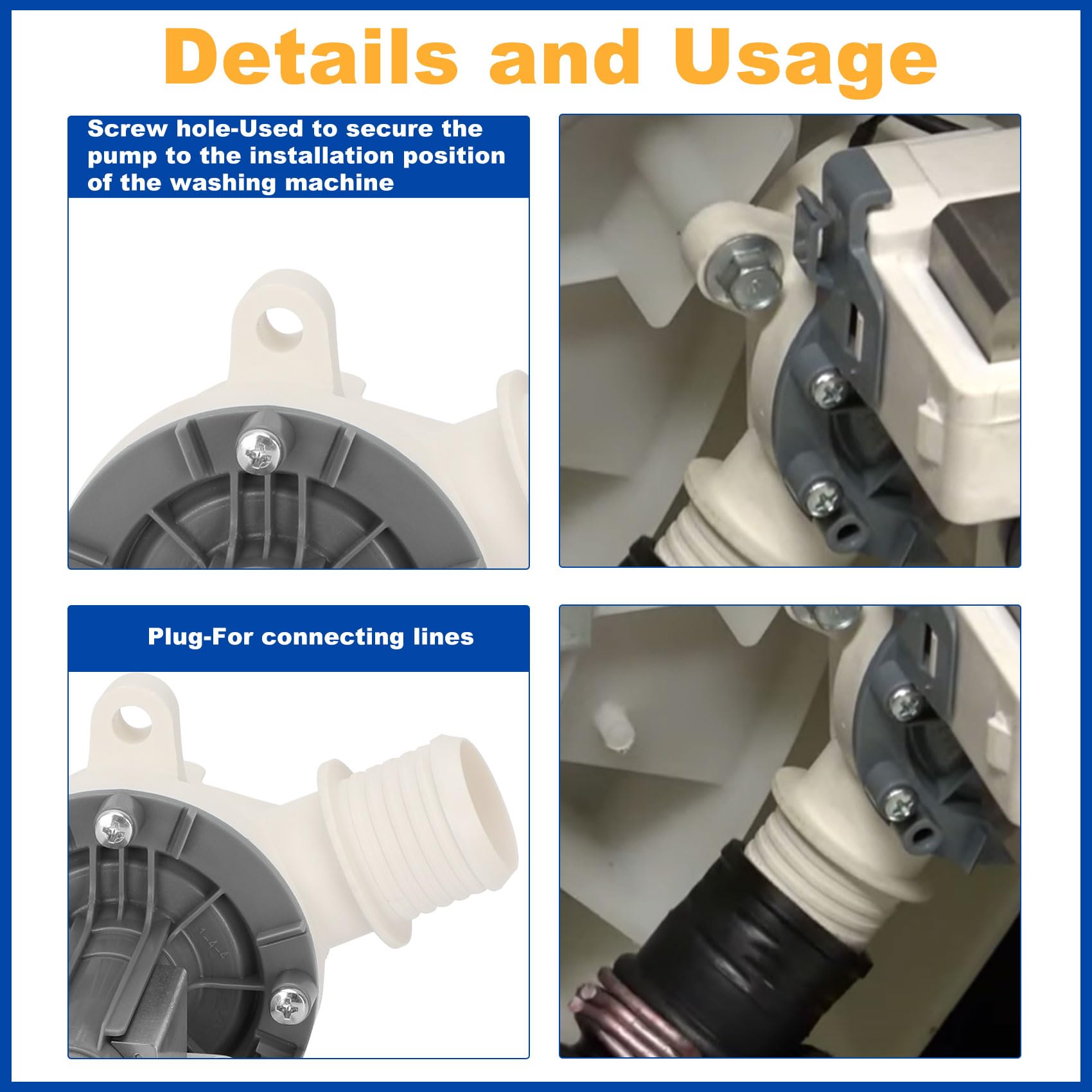 GE Hotpoint Washer Drain Pump Motor WH23X28418 - Compatible with 290D1201G003, WH23X24178, 290D1201G001, 290D1201G002, B40-3A01, B30-3A02 - Replacement for Washing Machine Drainage System - Perfect for Home Laundry Room Repairs