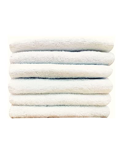 Premium 100% Cotton Face Towels - Ultra Soft, Absorbent & Quick Dry | 30x30 Inches | Pack of 6 White Towels for Skincare, Gym, Travel, Spa & Beauty Salon | Gentle Facial Cleansing, Makeup Removal & Post-Workout Use