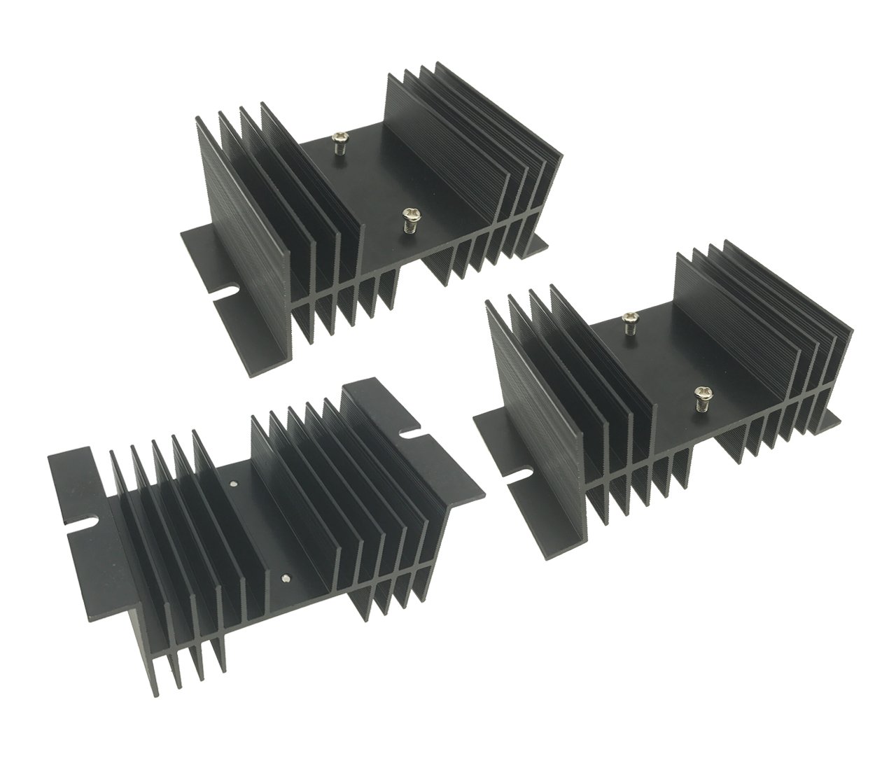 High-Performance Saim Aluminum Heatsink for Solid State Relay (SSR) - Efficient Heat Dissipation - 3-Pack Black - Ideal for Electronics Cooling, DIY Projects & Industrial Applications