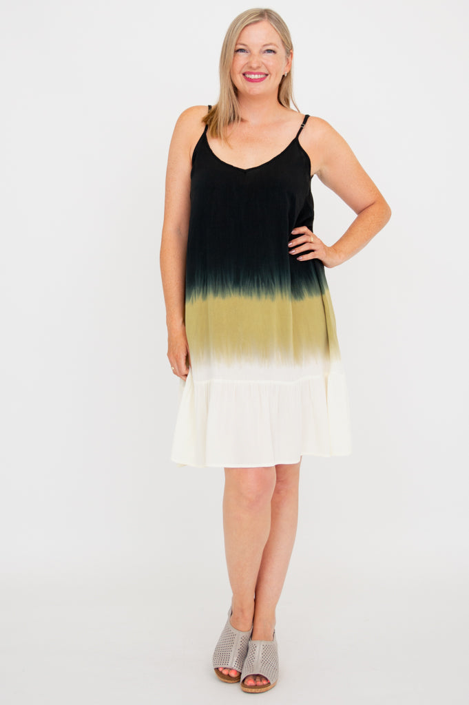 Ettie Dress - Black Dip Dye Women's Fashion Dress for Casual Wear, Date Night & Special Occasions