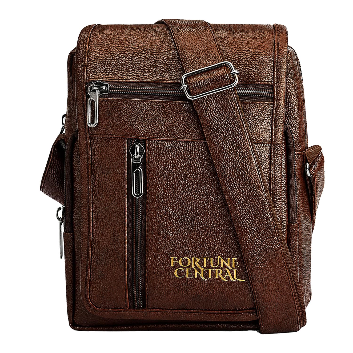 Premium Men's Crossbody Sling Bag - Waterproof Lightweight Leather Shoulder Bag with Adjustable Strap & Hidden Pocket | Perfect for Travel, Work Commute, Cycling & Outdoor Activities | Made in India