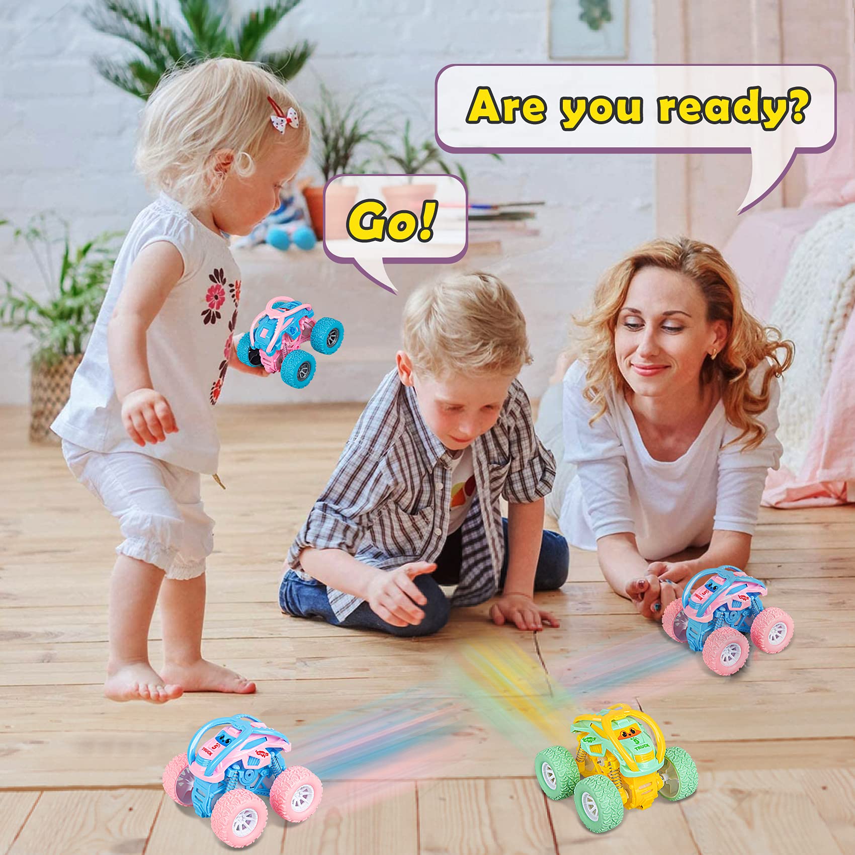 Pull Back Monster Trucks Toys for Toddlers Age 2-6 - Fun Car Toys for Boys & Girls Birthday Gifts - Perfect for Indoor Play, Outdoor Adventures & Preschool Learning Activities