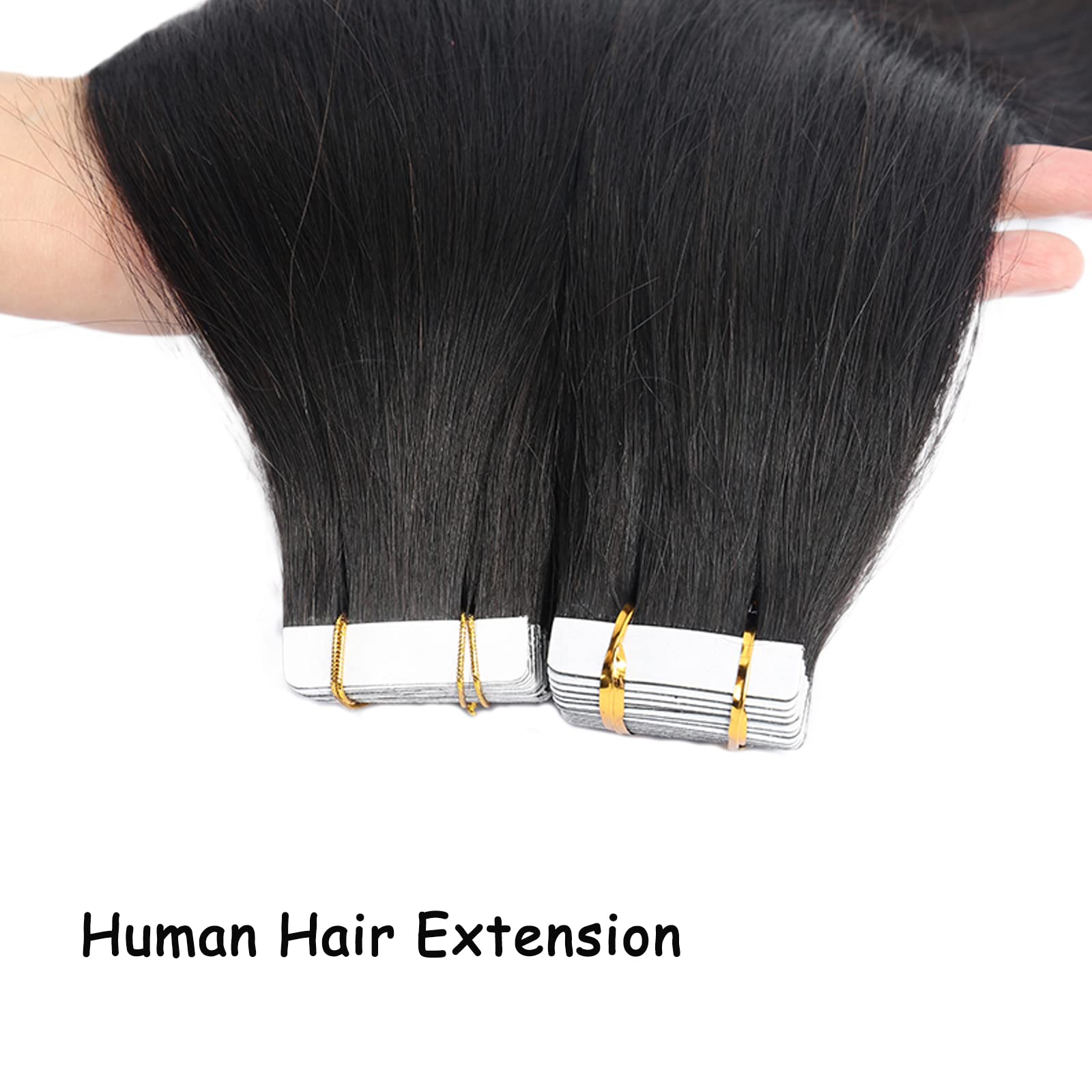 Munx Tape in Hair Extensions 18inch 100g 40pcs - Natural Black Human Hair Tape Ins for Black Women - Yaki Straight Real Human Hair Extensions for Length & Volume - Perfect for Daily Wear, Parties & Special Occasions
