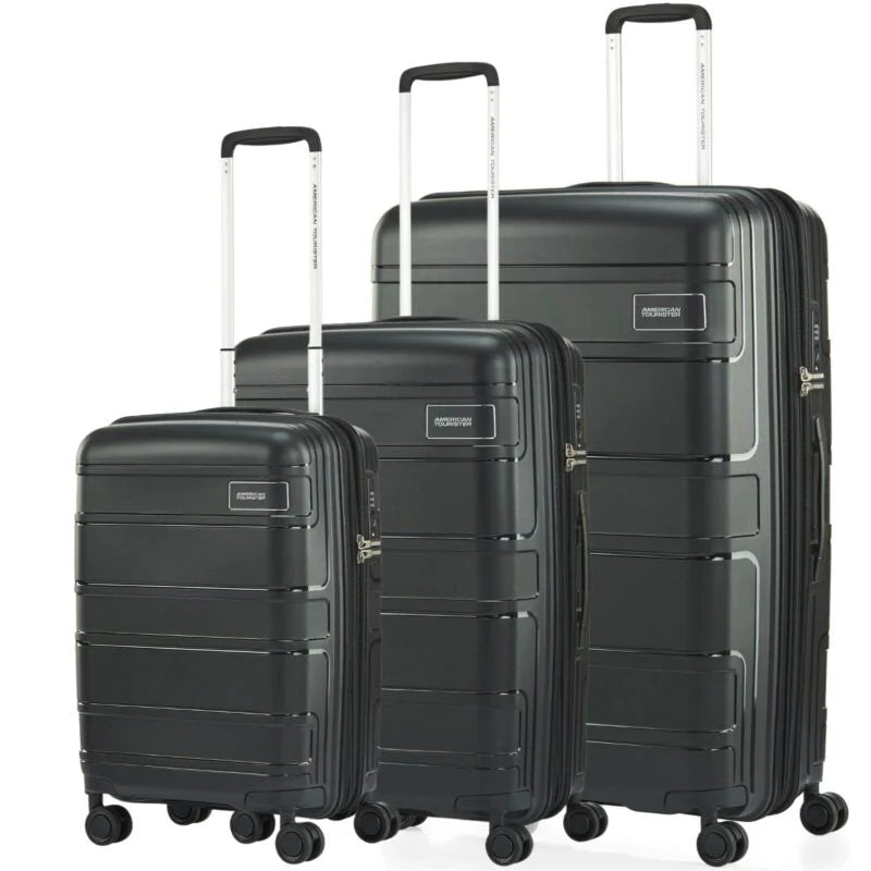 American Tourister Light MAX 3-Piece Luggage Set (Large, Medium, Small) - Black | Perfect for Family Travel, Business Trips & Weekend Getaways