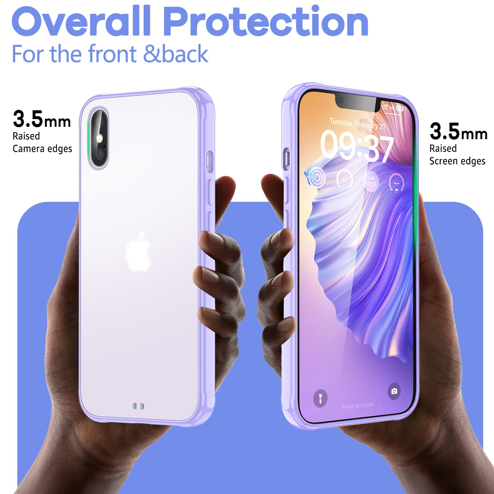 ORIbox Translucent Matte Case for iPhone X & iPhone XS - Soft Edges, Lightweight Protective Cover in Purple | Perfect for Women, Men & Kids - Great for Daily Use, Work & School