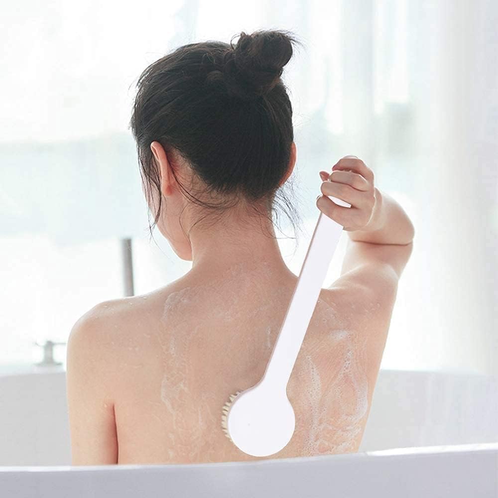 ZYLLENZA Long Handle Bath Brush for Women & Men - Exfoliating Body Scrubber with Soft Bristles, Shower Brush for Deep Cleansing & Dead Skin Removal | Perfect for Back Scrubbing, Spa Days & Relaxing Bath Time