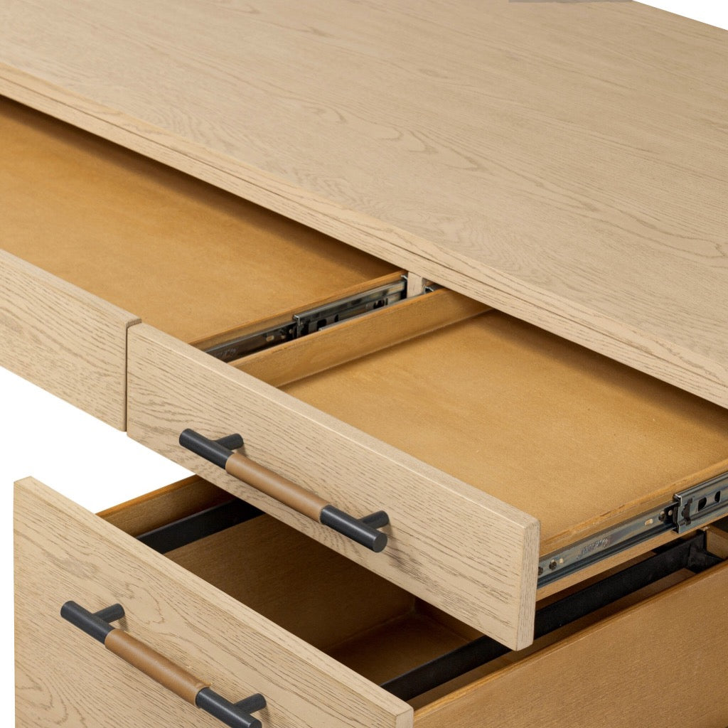 Premium Rosedale Executive Desk - Yucca Oak Veneer Finish - Perfect for Home Office & Workspace