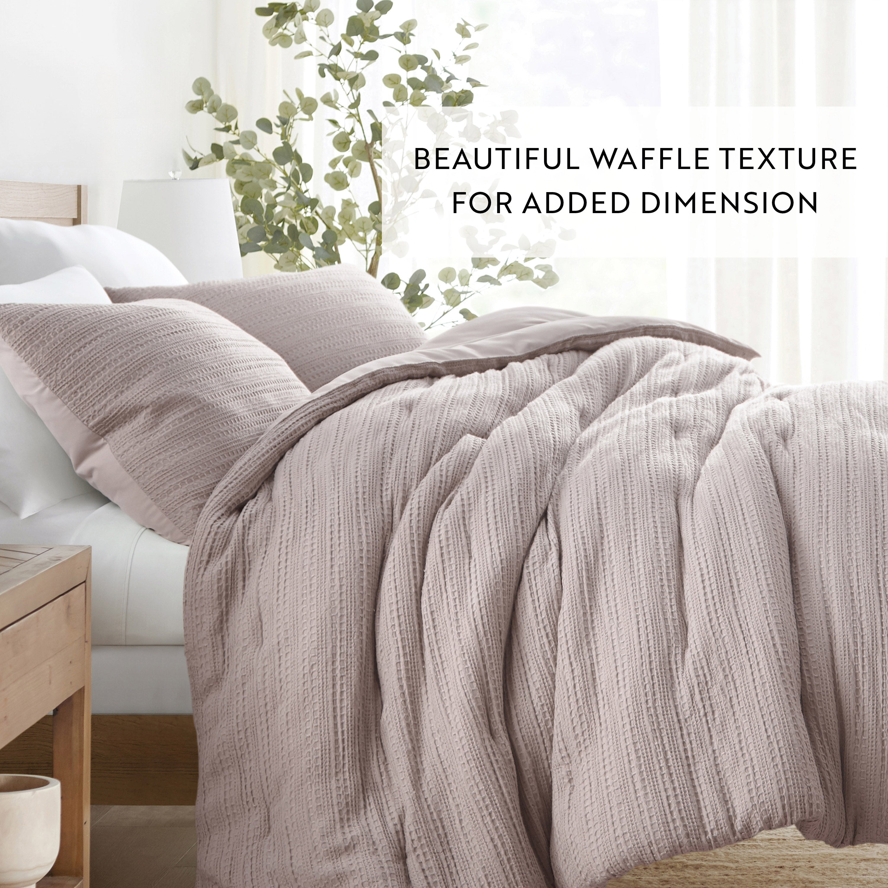 Waffle Textured Comforter Set - Soft & Breathable Bedding Collection for All Seasons | Perfect for Cozy Bedrooms, Guest Rooms & Dorm Decor