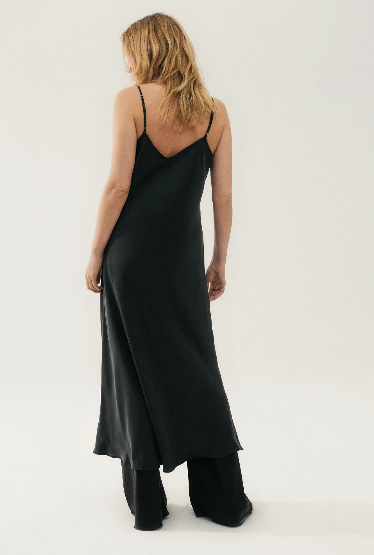 90s Slip Dress Black - Vintage-Inspired Satin Nightgown for Women | Perfect for Lounge, Sleepwear & Evening Wear