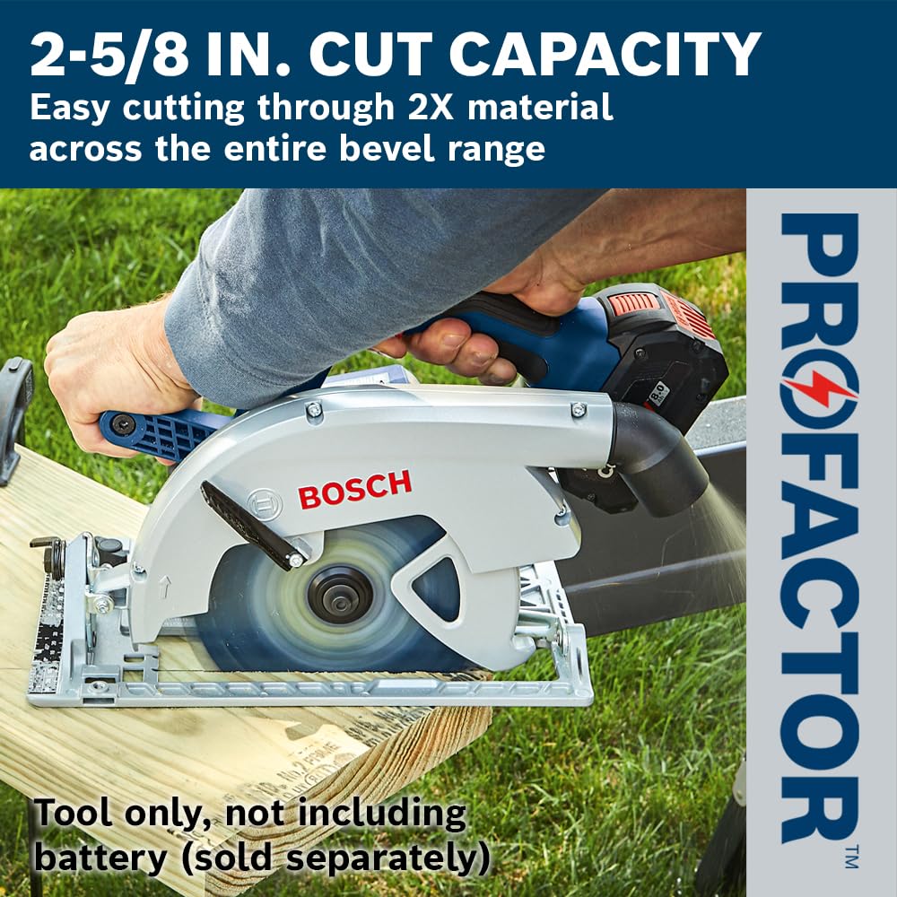 BOSCH GKS18V-26LN PROFACTOR™ 18V Cordless Circular Saw - 7-1/4 Inch Left-Blade, Bare Tool - Perfect for Woodworking, Framing, and DIY Projects