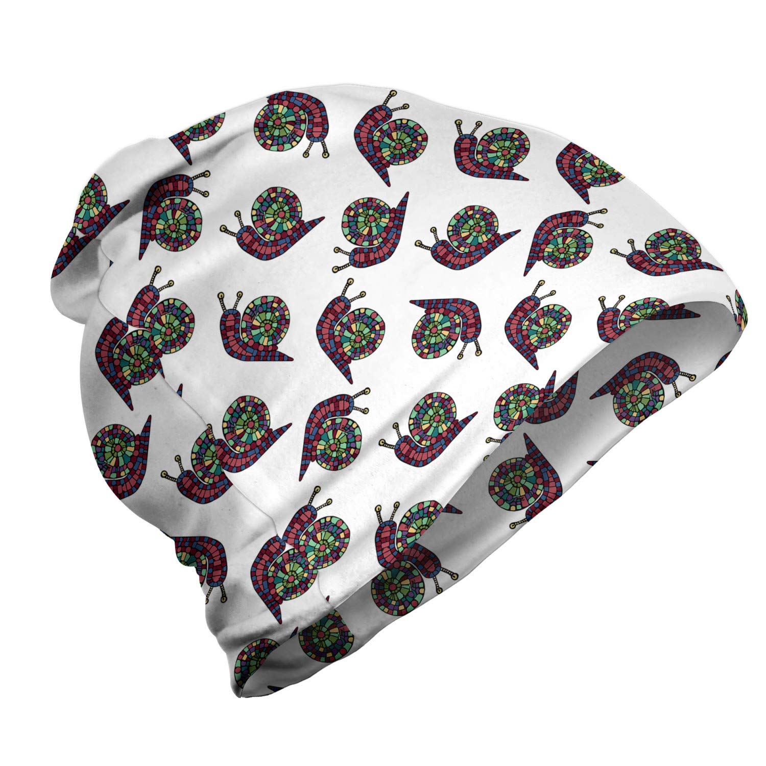 Ambesonne Unisex Beanie - Mosaic Shells Art Design, Warm Winter Knit Hat for Men & Women, Perfect for Hiking, Skiing & Outdoor Activities
