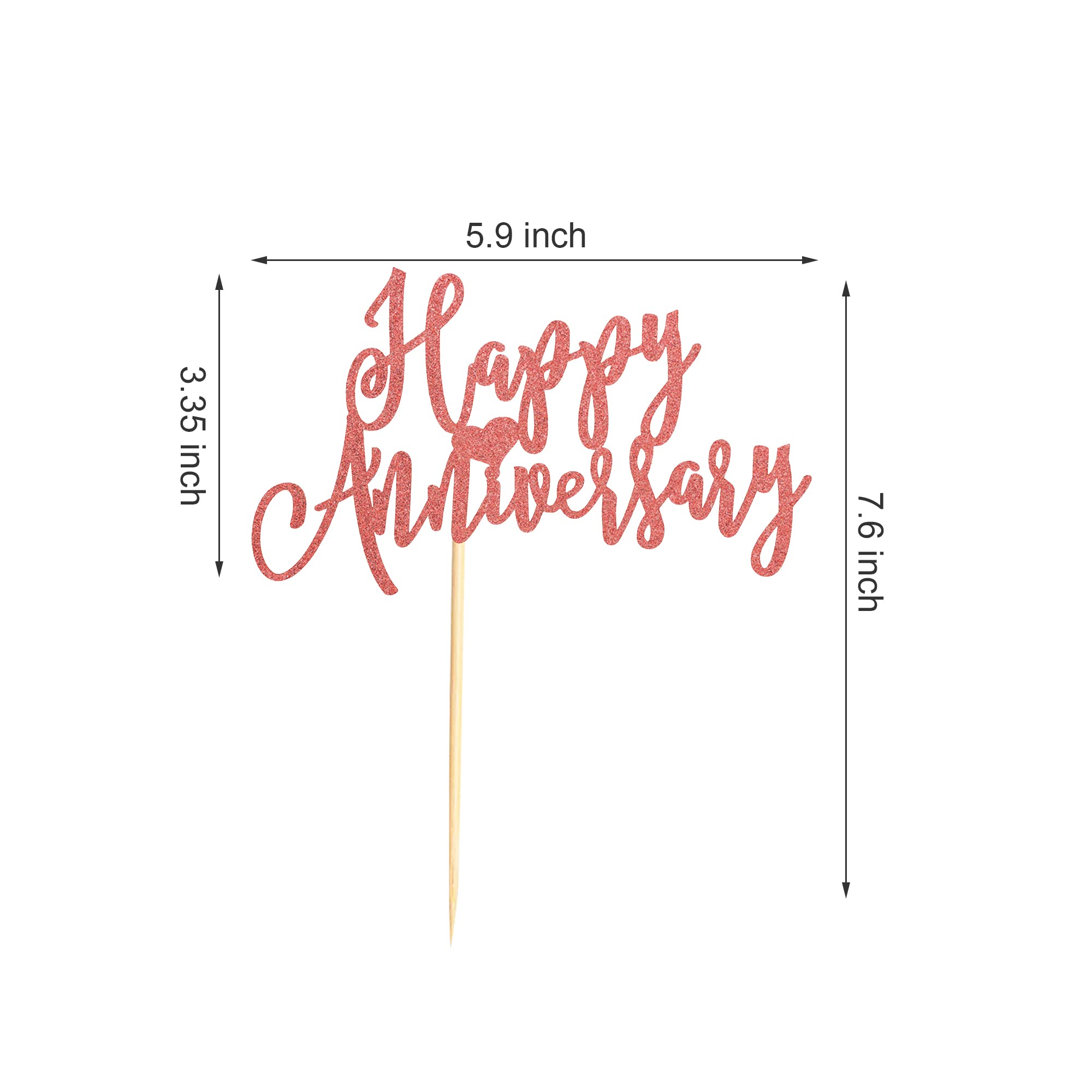 Rose Gold Glitter Happy Anniversary Cake Topper - Wedding Anniversary Party Decorations, Cake Decor Supplies for Couples Celebration - Perfect for Wedding Anniversaries, Romantic Dinners & Special Occasions