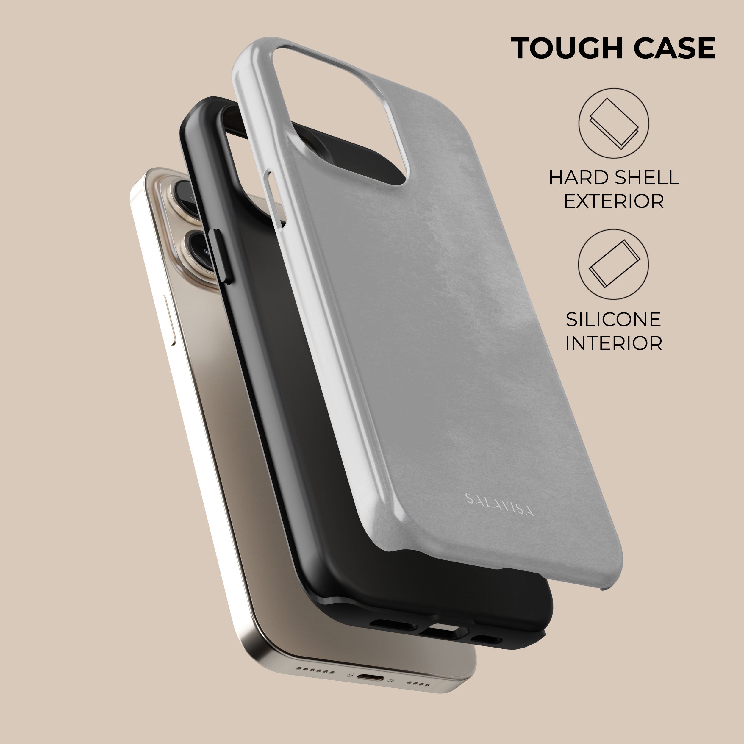Premium Light Grey Shockproof Phone Case - Durable & Slim Protective Cover for iPhone & Android - Perfect for Daily Use, Travel & Outdoor Activities