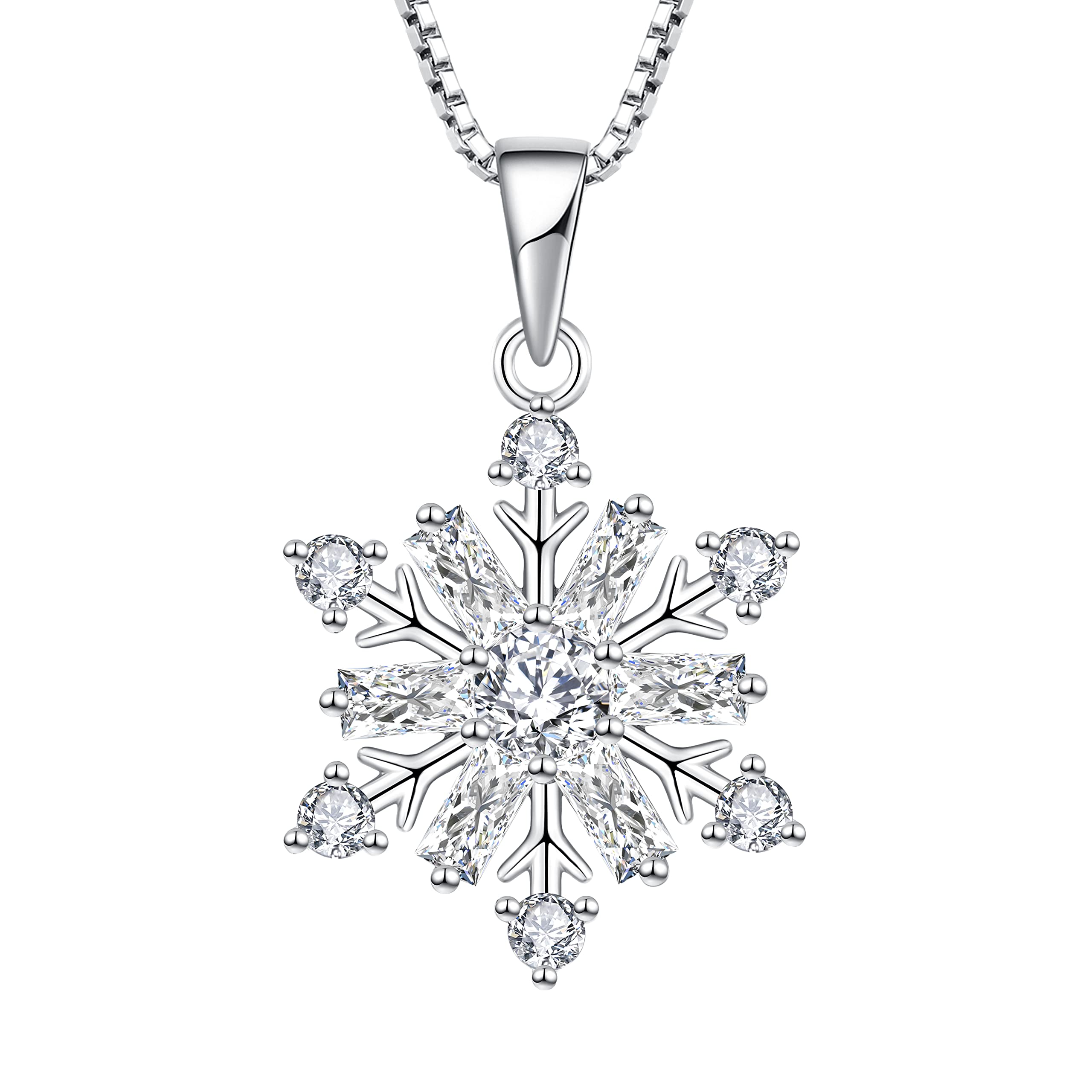 STARCHENIE Snowflake Necklace - 925 Sterling Silver Snowflake Pendant for Women | Christmas Gift, Winter Jewelry, Holiday Party Accessory