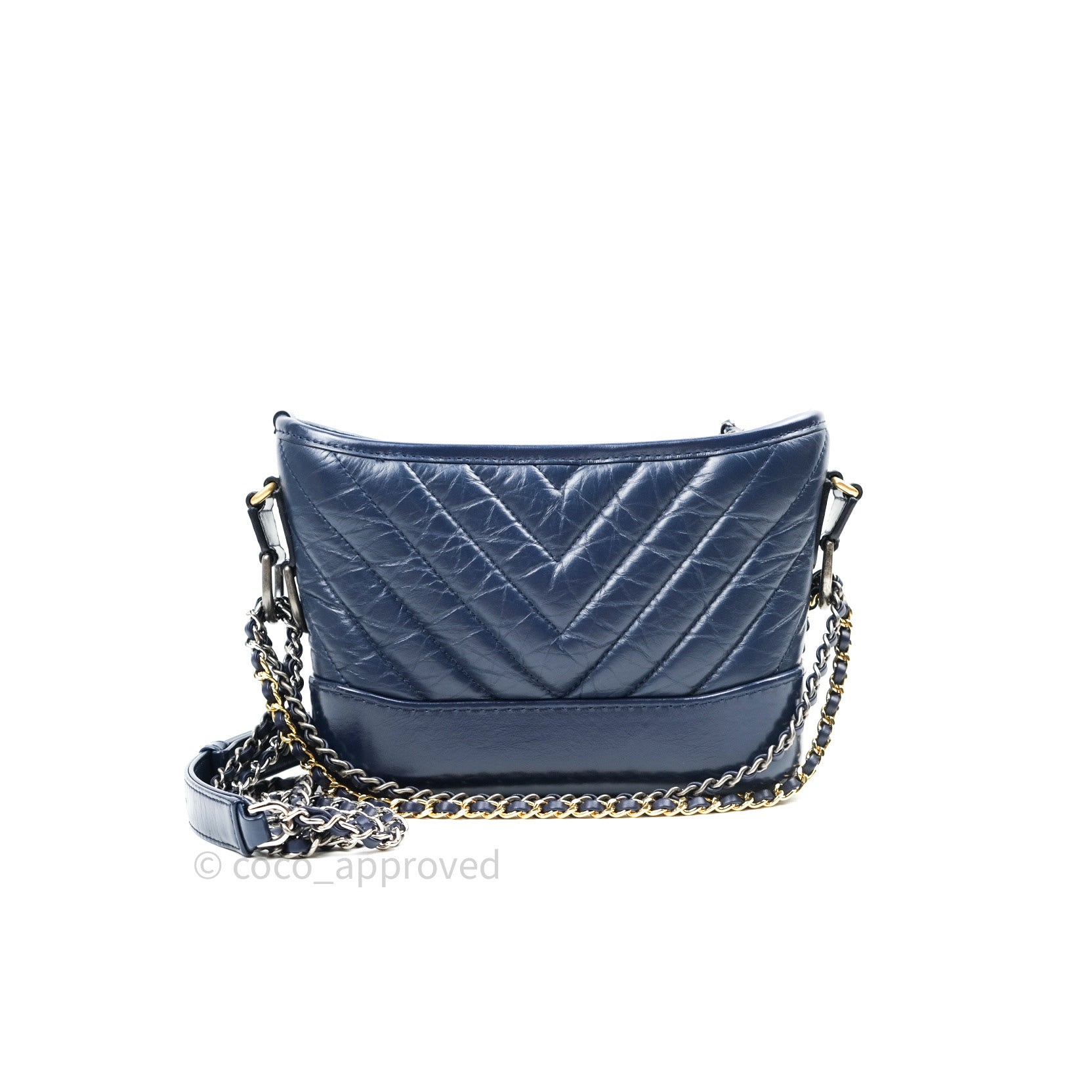 Chanel Chevron Small Gabrielle Hobo Bag in Navy Aged Calfskin with Mixed Hardware - Luxury Crossbody Purse for Women, Perfect for Work, Travel & Evening Events