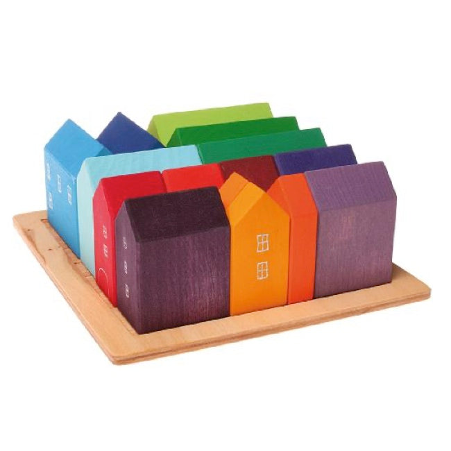 Grimm's Small Wooden Building Set - Creative Construction Blocks for Kids, Montessori Educational Toys - Perfect for Pretend Play, Home Decor & Gift Ideas