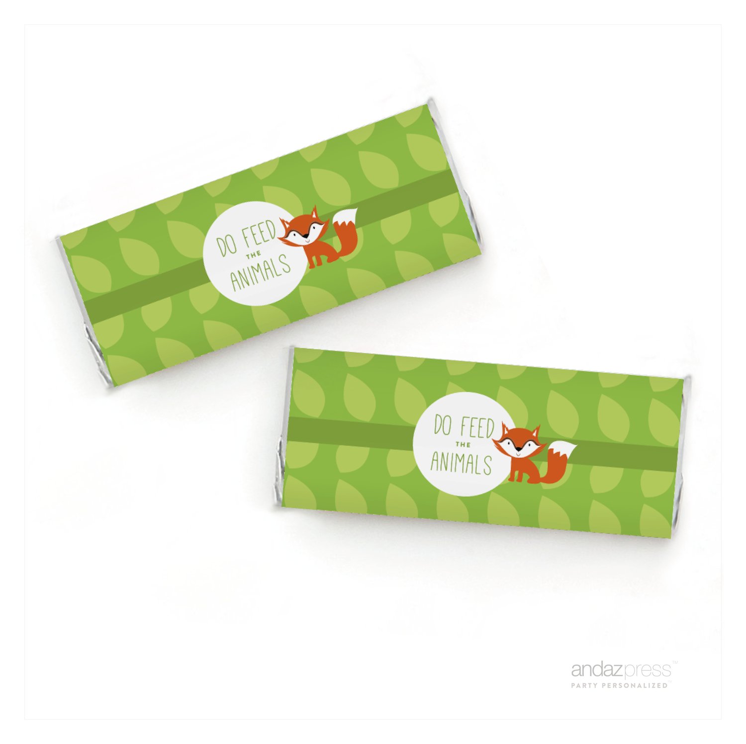 Andaz Press Woodland Friends Birthday Chocolate Bar Labels - 4-Pack for Hershey's & Other Standard Chocolate Bars - Perfect for Baby Showers, Birthday Parties & Zoo-Themed Events