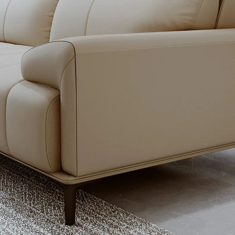Luxury Piano Keys Cream Wind Leather Sofa Set - Modern Living Room Furniture for Home, Office & Lounge - Soft & Durable Leather Couch with Elegant Design