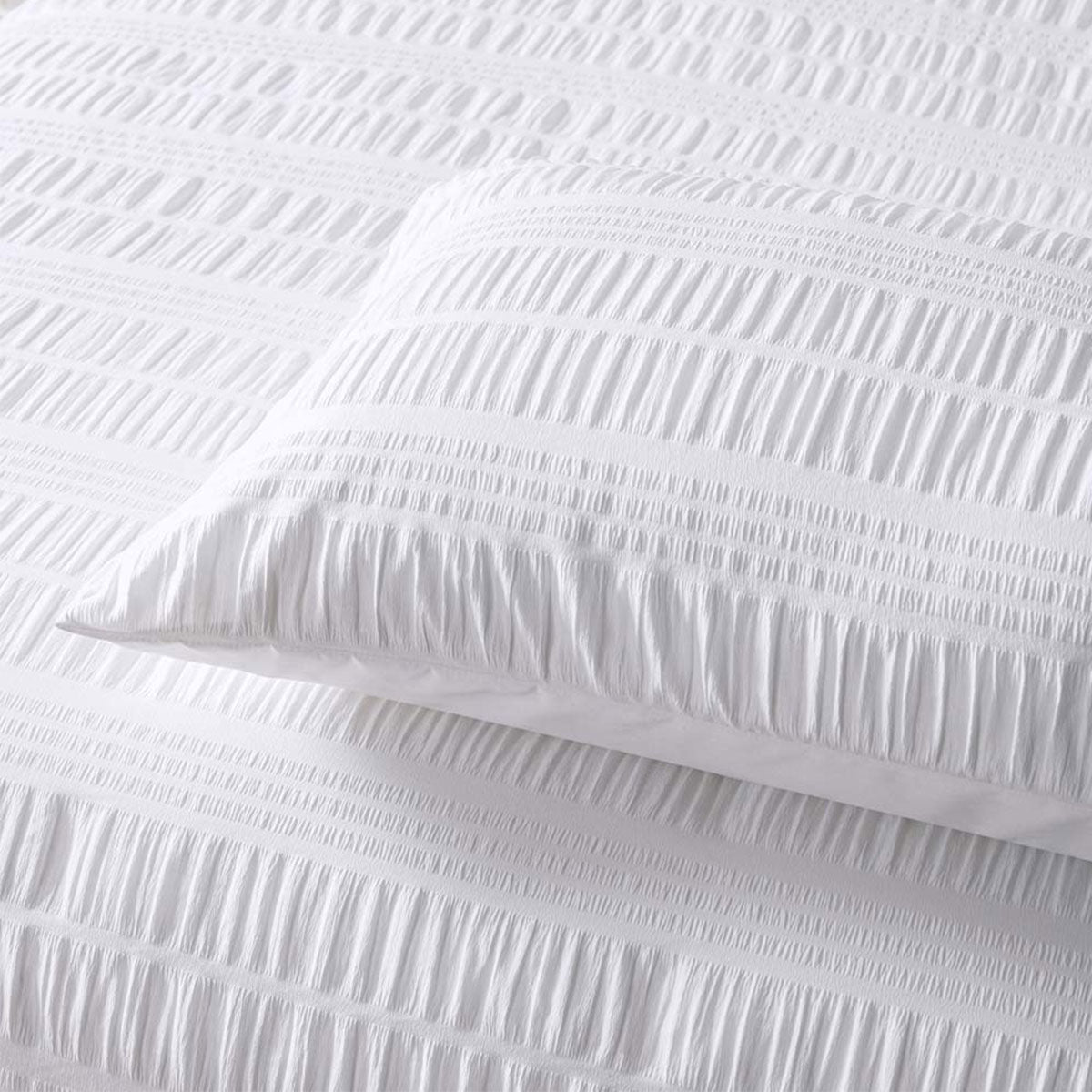 Premium Seersucker White Cotton Quilt Cover Set Queen Size - Soft & Breathable Bedding for Summer, Guest Room & Coastal Decor