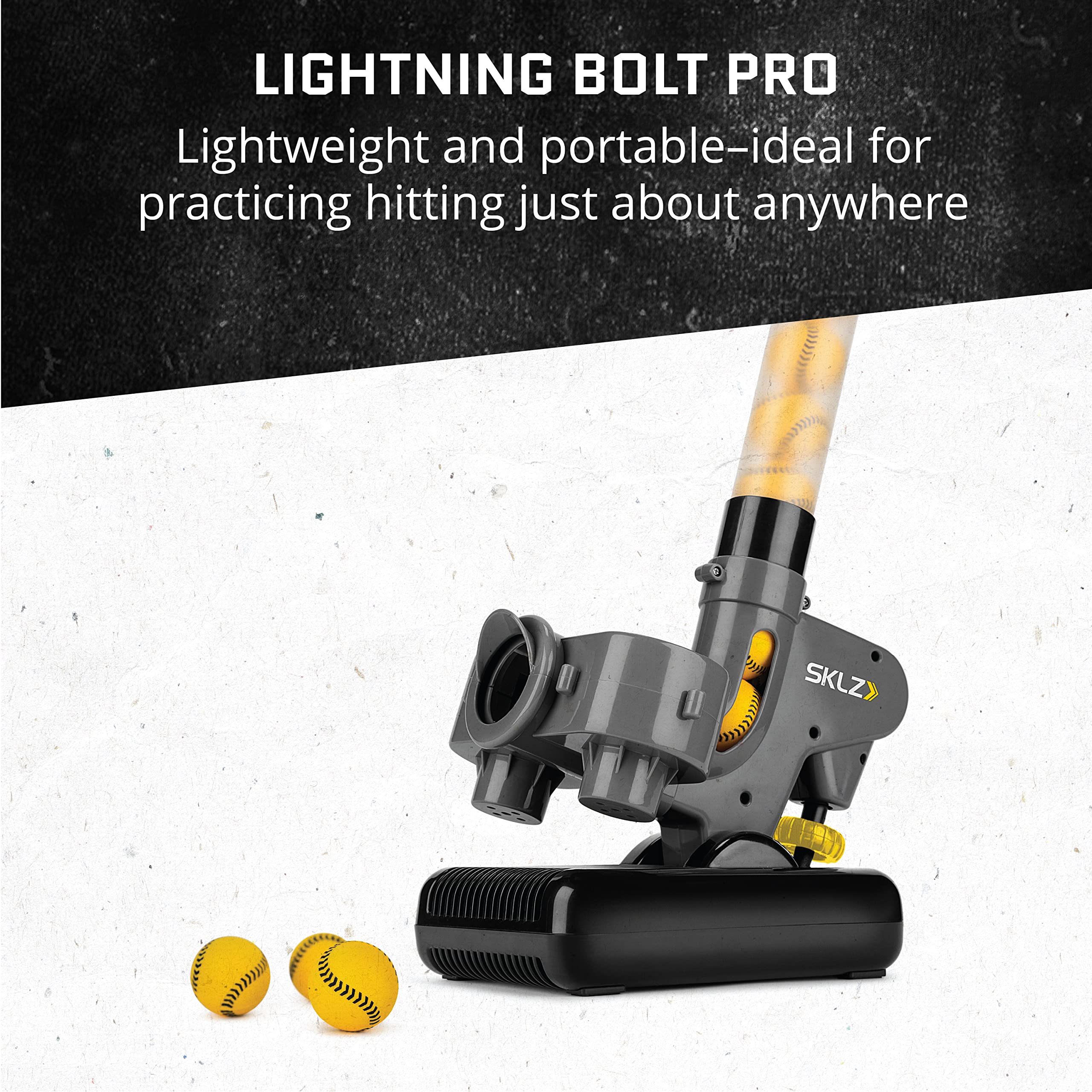 SKLZ Lightning Bolt Baseball Pitching Machine for Training & Practice - Perfect for Baseball Players, Coaches & Backyard Drills (Indoor/Outdoor Use)