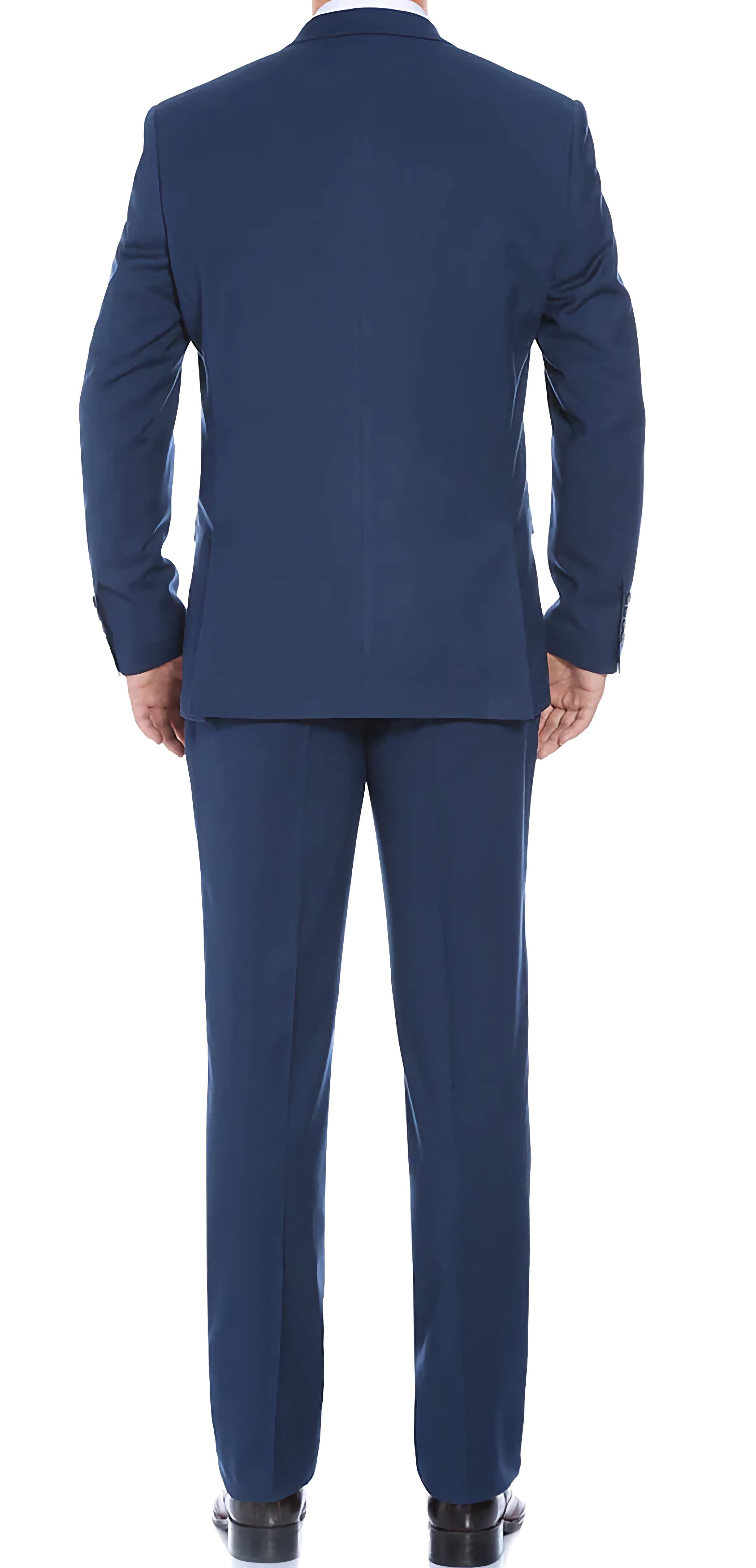 Men's Slim Fit Performance Stretch Suit 2-Piece Set - Navy Blue Business Formal Wear for Office, Wedding & Special Occasions