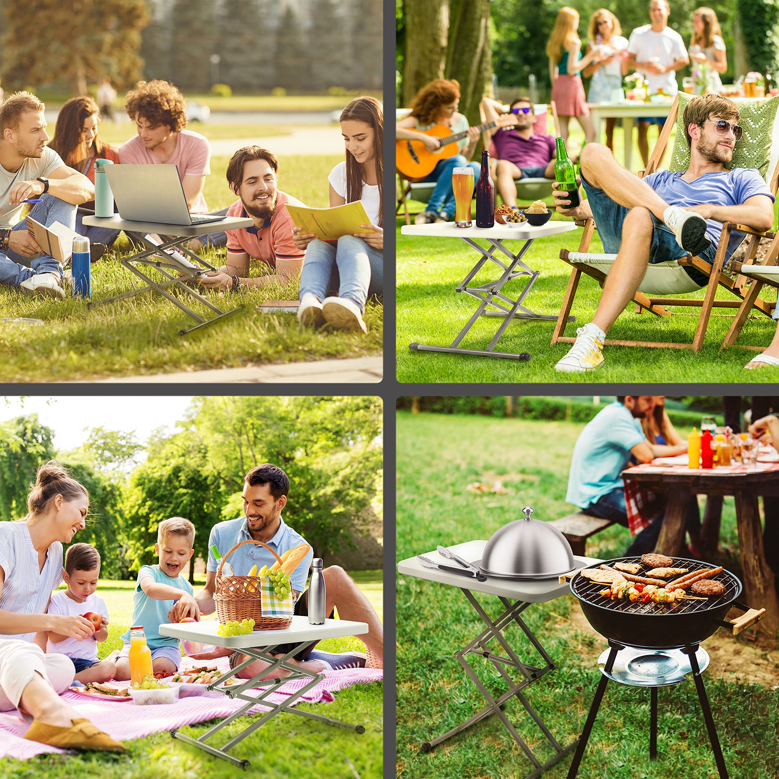 **Duronic CT13 Adjustable Height Folding Table - Portable Scissor Design for Indoor & Outdoor Use | Perfect for BBQ, Picnic, Party, Crafting, TV Dinner, Camping & Laptop Work Desk**