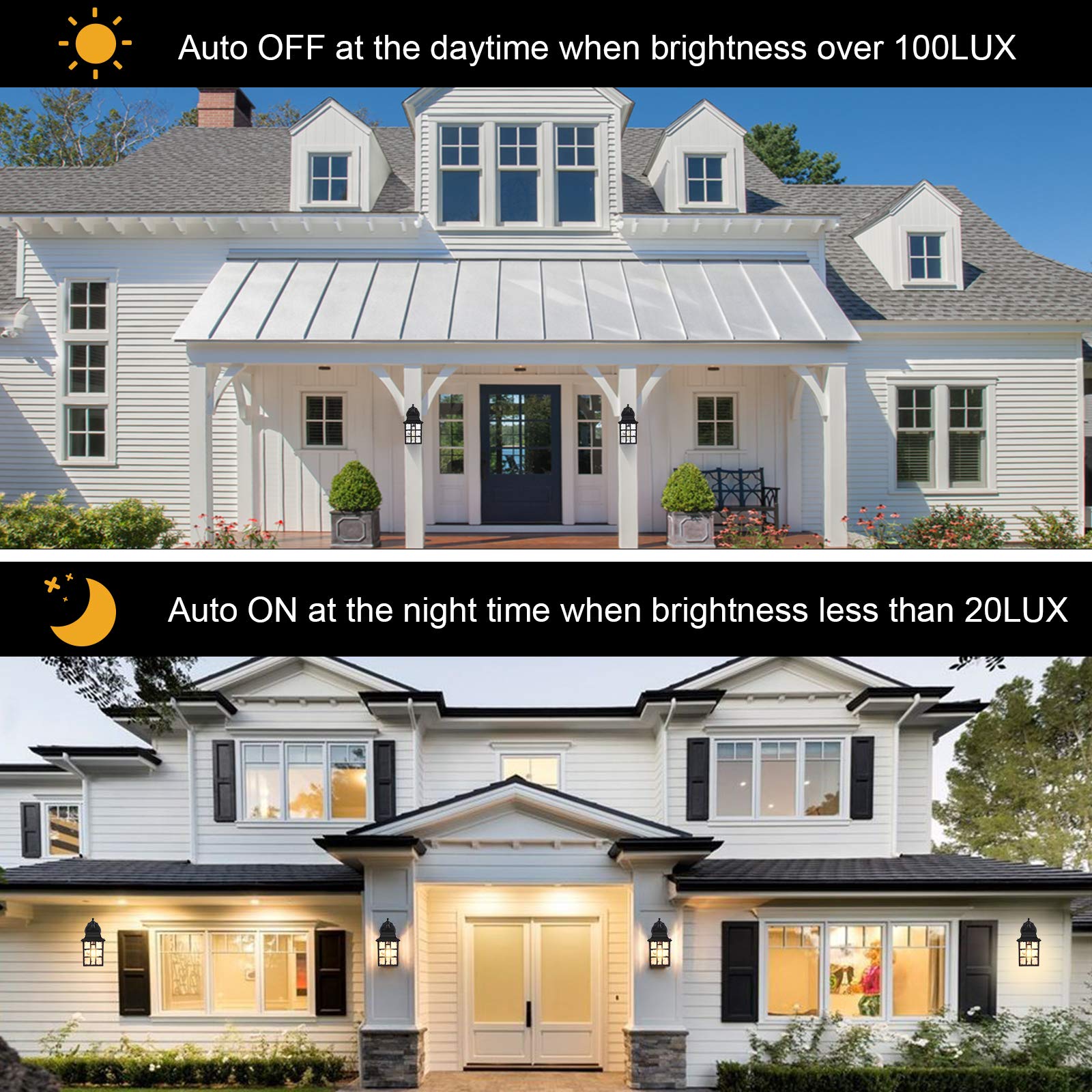 Dusk to Dawn Outdoor Wall Light Fixtures with Motion Sensor - Waterproof & Rustproof Porch Lights, Exterior Wall Sconce for Garage, Doorway, and Patio Lighting - Ideal for Home Security and Nighttime Safety