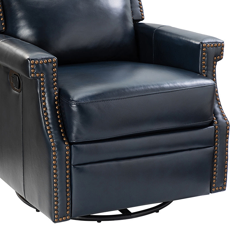 Canace Modern Genuine Leather Manual Glider Rocker Recliner Chair - Comfortable Swivel Lounge Chair for Living Room, Nursery, and Office Relaxation