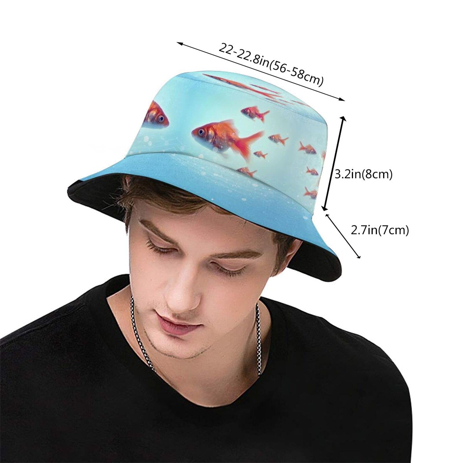 Cute Goldfish Bucket Hat for Women & Girls - Wide Brim Summer Sun Hat for Beach, Pool, and Outdoor Activities