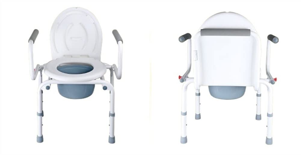 Portable Adjustable Bedside Commode Chair - Shower Toilet Seat for Elderly & Pregnant Women - White - Ideal for Home Care, Post-Surgery Recovery & Bathroom Safety