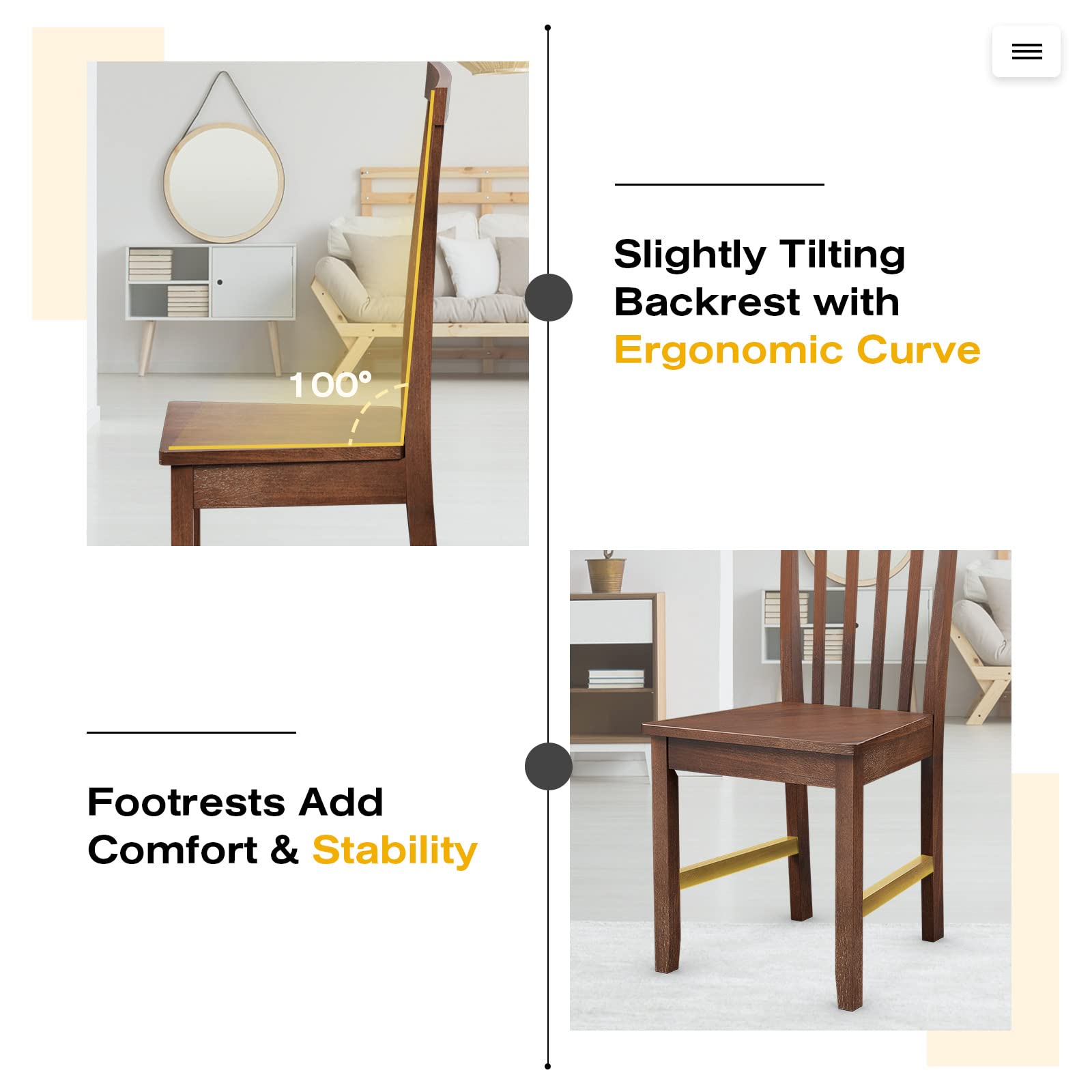 Giantex 3-Piece Wood Dining Table Set for 2, Rustic Square Kitchen Table with 2 Chairs, Walnut Finish Dinette Set - Perfect for Small Spaces, Breakfast Nooks, and Cozy Dining Rooms