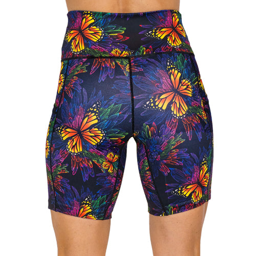 Butterfly Effect Women's Running Shorts - High Waist Athletic Shorts for Yoga, Gym & Outdoor Workouts