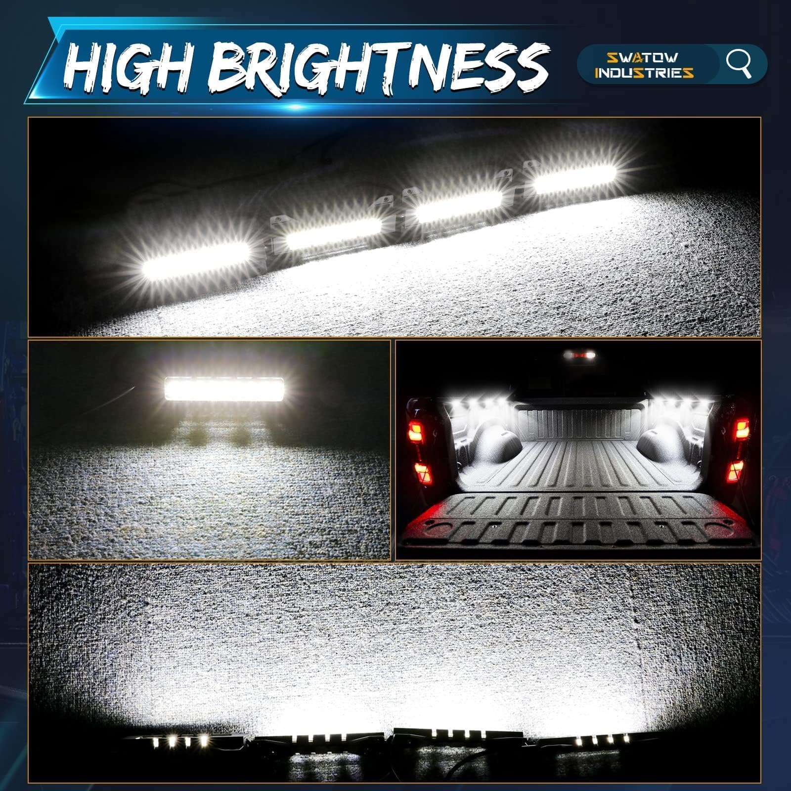 4 Pods LED Truck Bed Lights with Switch - Waterproof Rear Cargo Lighting Kit for Pickup Trucks (F150, Toyota, Chevy, Ram, GMC) & Vans/RV - White | Durable Bed Lighting for Night Loading & Outdoor Adventures