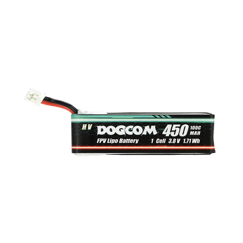 DOGCOM 450mAh 100C 1S 3.8V FPV Lipo Battery BT2.0/PH2.0 Connector - High Performance Drone Battery (4 Pack) for FPV Racing Drones and RC Quadcopters