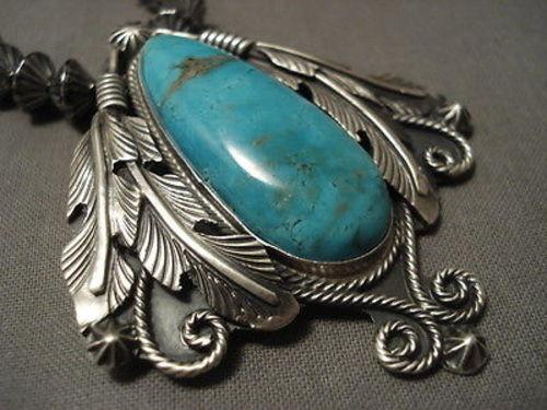 Handmade Vintage Navajo Hogan Silver Bead Turquoise Feather Necklace – Authentic Native American Jewelry for Women – Perfect for Boho Fashion, Festivals & Gift Giving