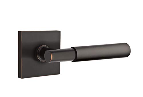 Emtek Passage Set with CF Mechanism - Square Rosette & Myles Lever in Oil Rubbed Bronze Finish for Interior Doors & Home Security