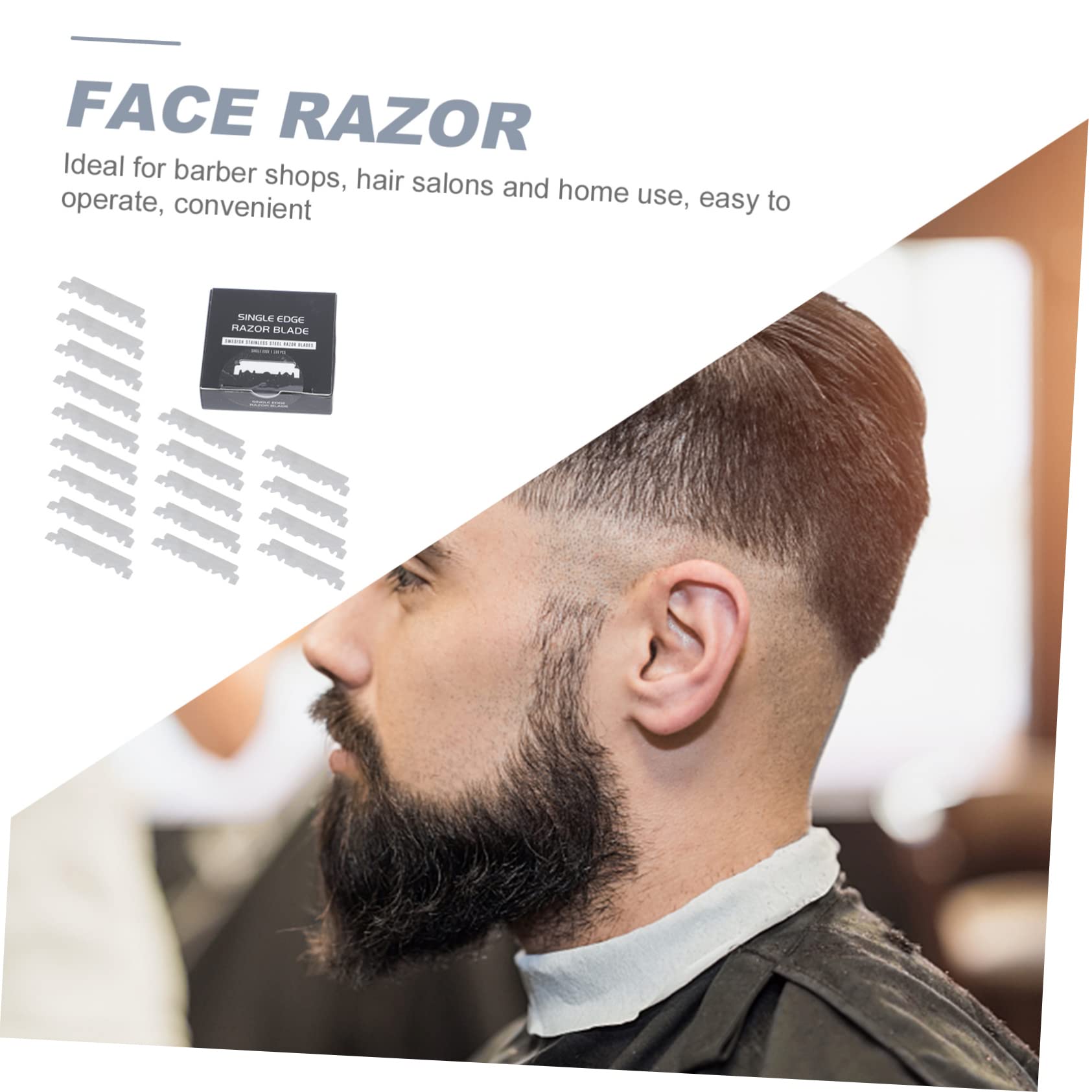 300 Pcs Stainless Steel Half Face Razor Blades - Professional Barber Shaving Blades for Men, Durable Manual Face Cutter for Smooth Shaving - Perfect for Home Use, Salon & Beard Trimming