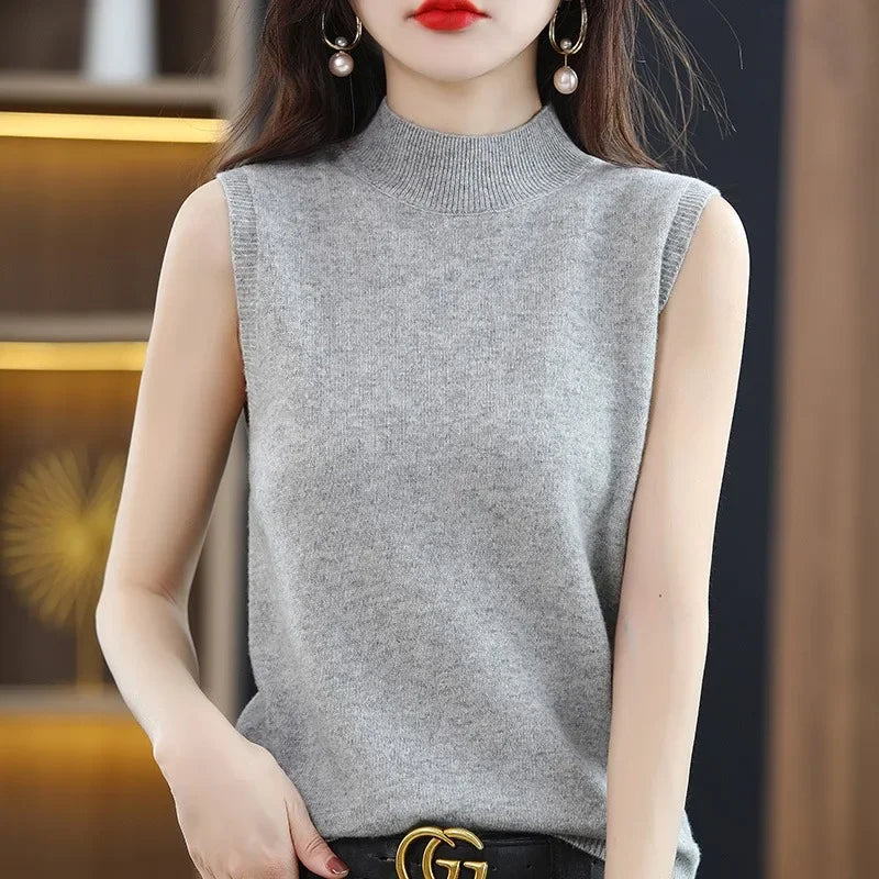 Women's Sleeveless Casual Sweater - Lightweight Summer Knit Top for Layering or Office Wear