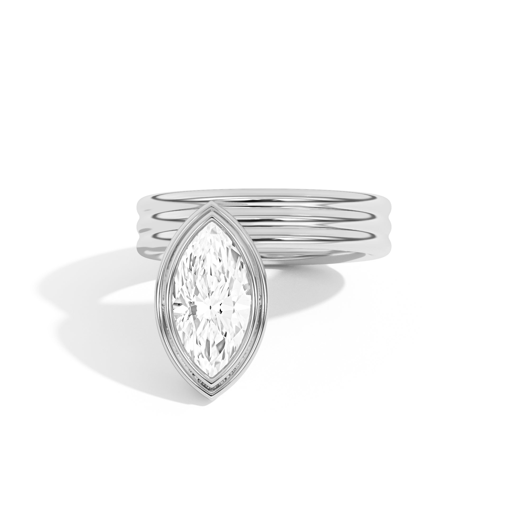 Scarpa Marquise Offset Double Bezel Ring - Elegant Vintage Style Jewelry for Women, Perfect for Weddings, Anniversaries & Special Occasions
