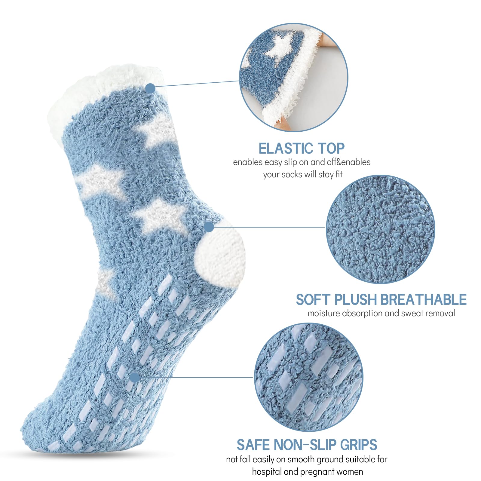 Jsdoin 6 Pairs Women's Fluffy Warm Fuzzy Socks - Soft Winter Bed Socks & Cozy Slipper Socks for Women and Girls - Perfect Christmas Gifts for Her - Ideal for Lounging, Sleeping, and Cold Weather Comfort